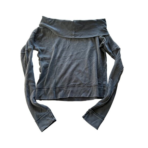 We The Free Small Not The Same Tee Off the Shoulder Grey Boho Slouchy - Picture 3 of 10